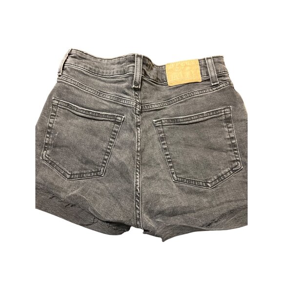 H&M Womens Black Denim Distressed Jean Shorts Bootie Cuffed Size 4 - Picture 3 of 4